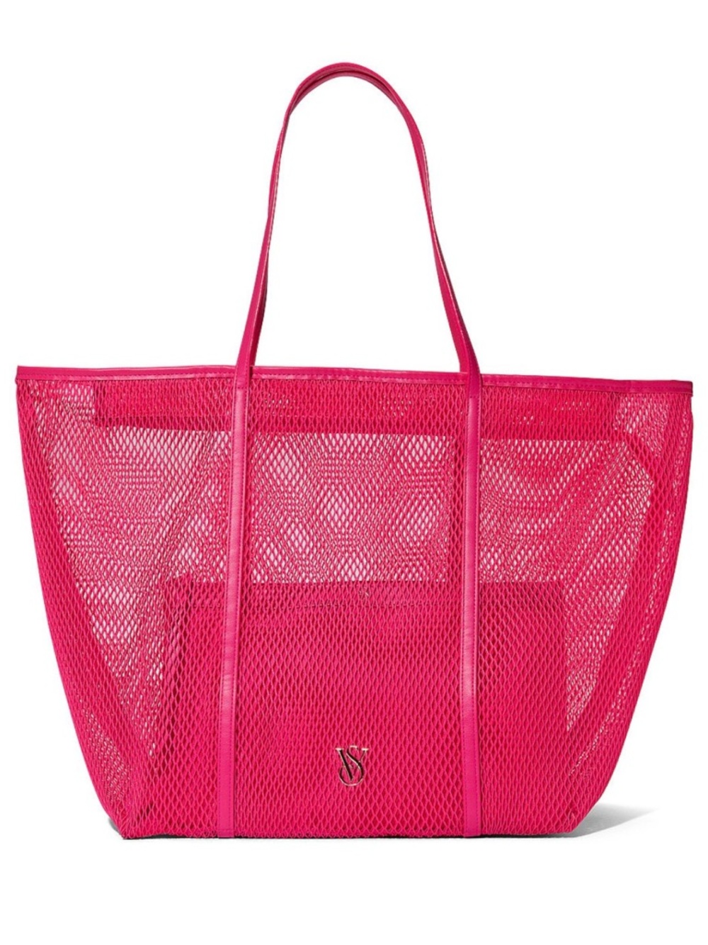 Victoria's Secret Hot Pink Mesh Tote with Logo Accent
